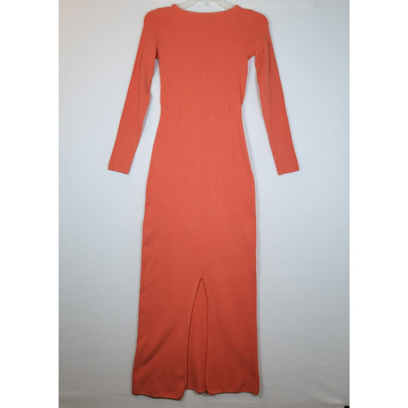 Free People Womens Trixie Beach Maxi Ribbed Knit Sweater Dress Size Small Orange - Picture 9 of 9